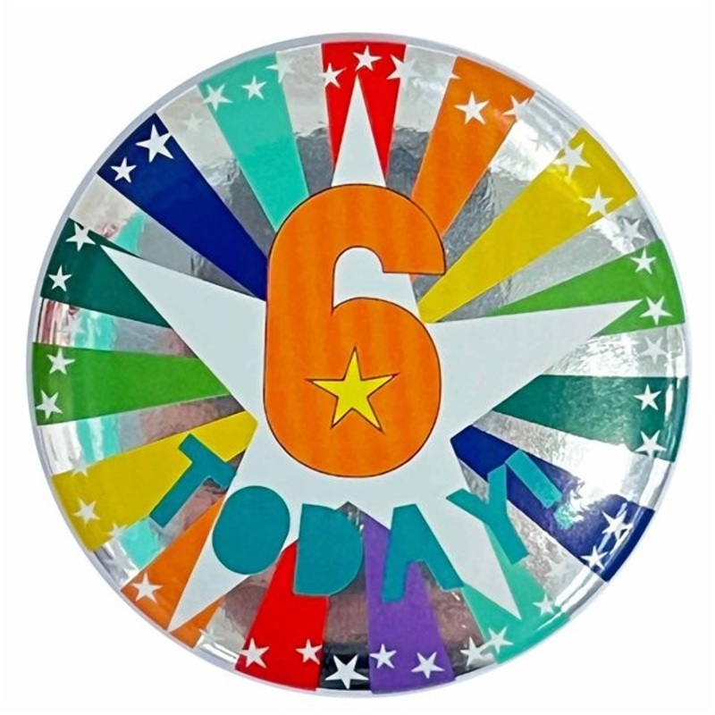 6th birthday button 6cm