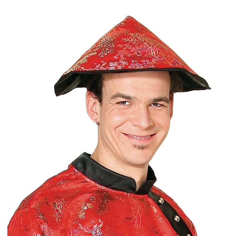 Asian traditional hat red