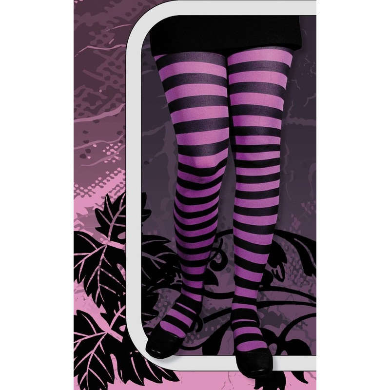 Black and purple striped tights
