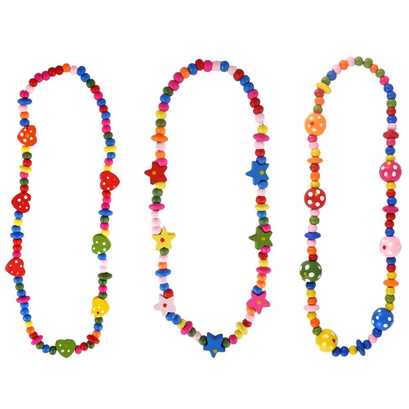 Colorful wooden bead necklace