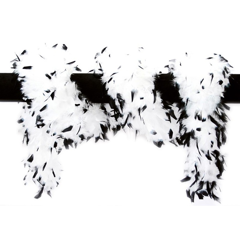 Elegant white black feather boa 180cm