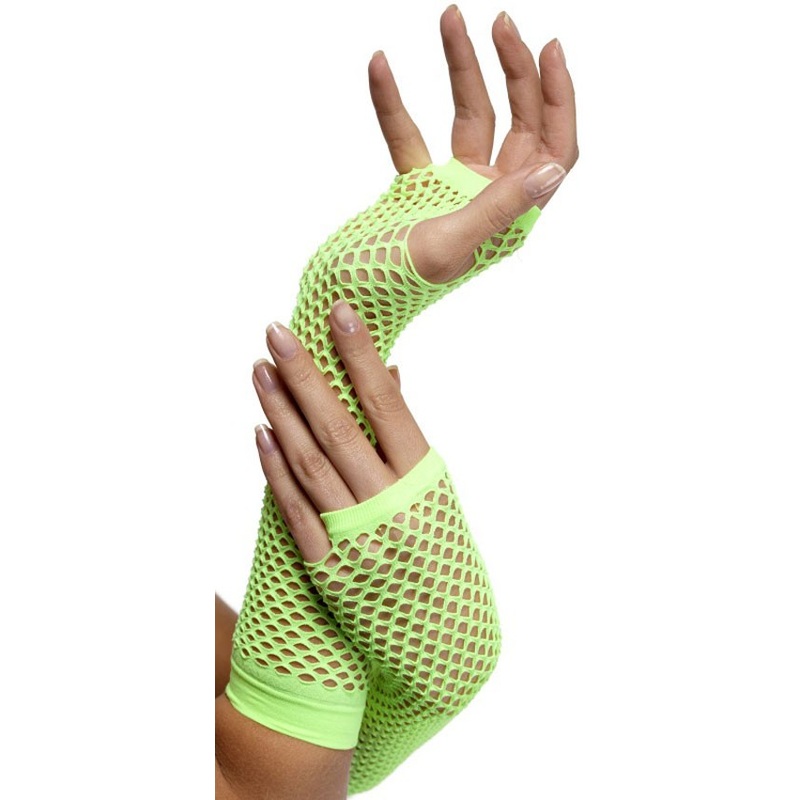 Green neon fishnet gloves