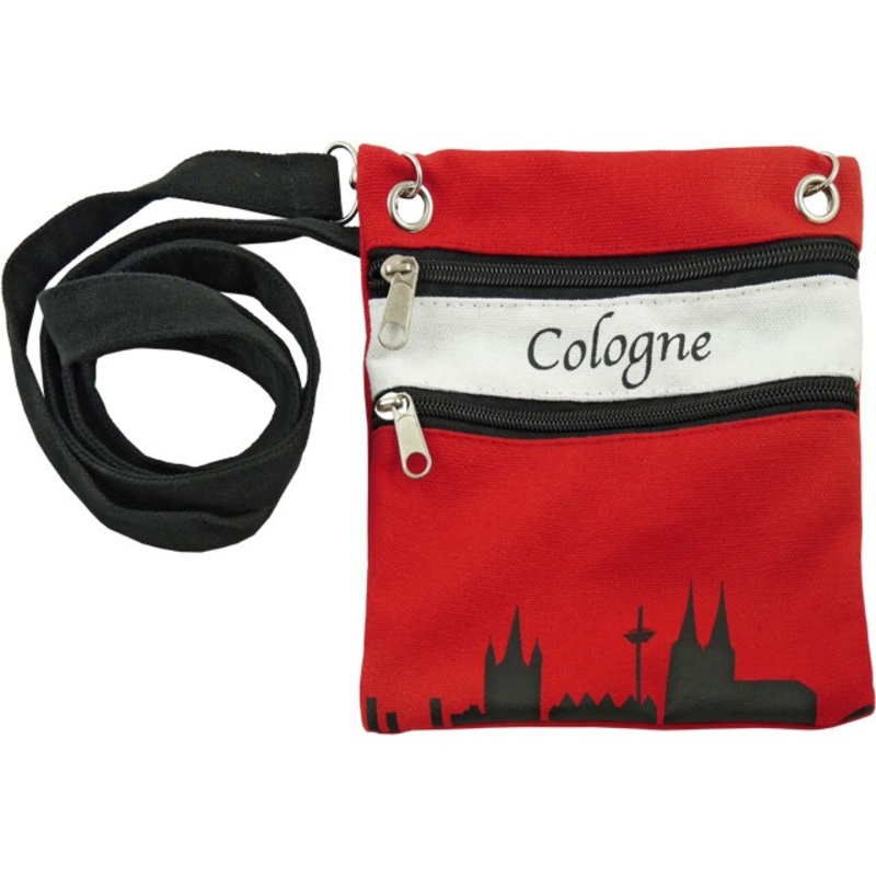 Red shoulder bag with Cologne skyline
