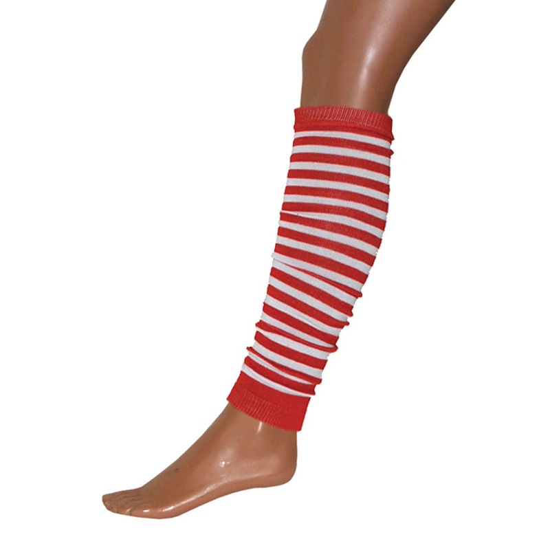 Striped pommy leg warmers in red and white