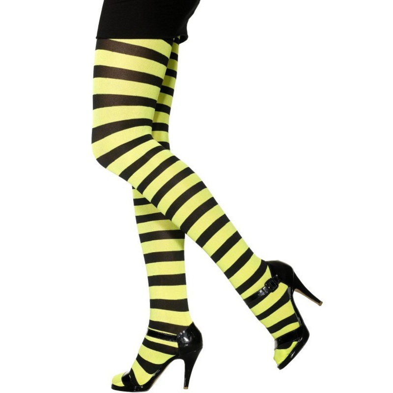 Tights striped poison green black