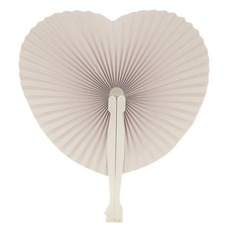 White paper heart fan 14cm