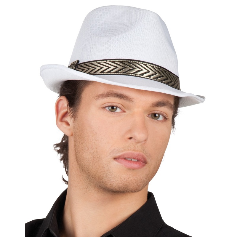 White pop star fedora hat