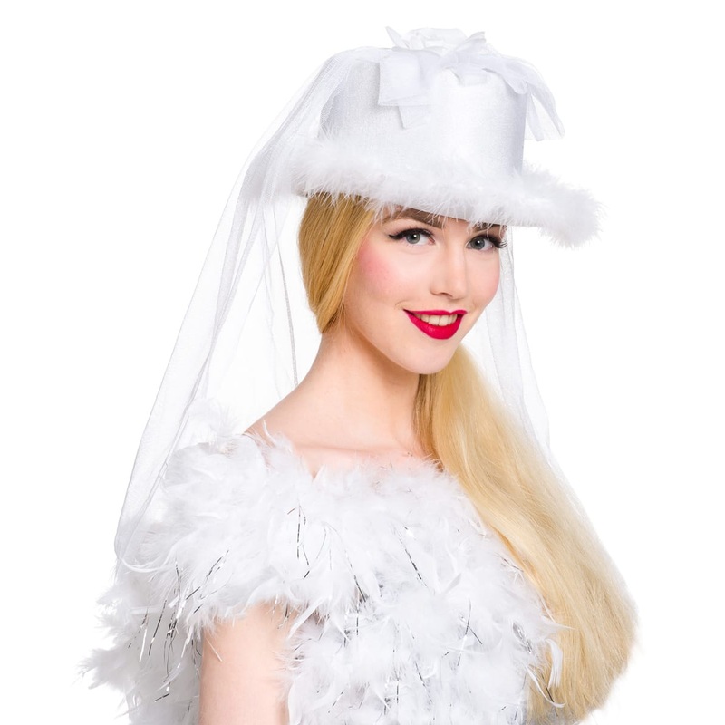 White wedding hat with trowel