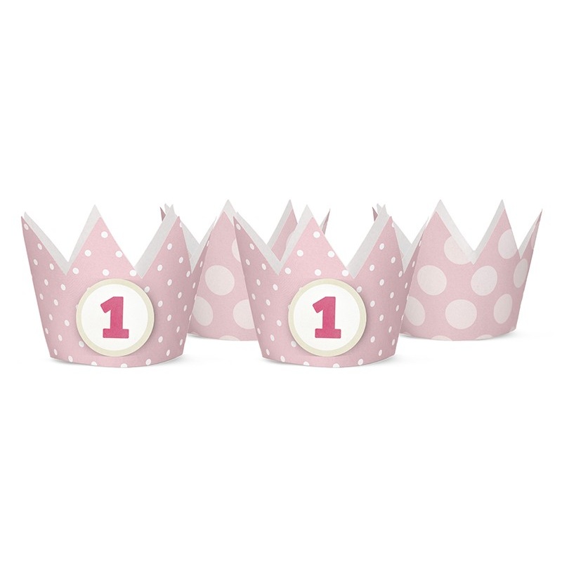 4 cute party crowns 1st birthday light pink