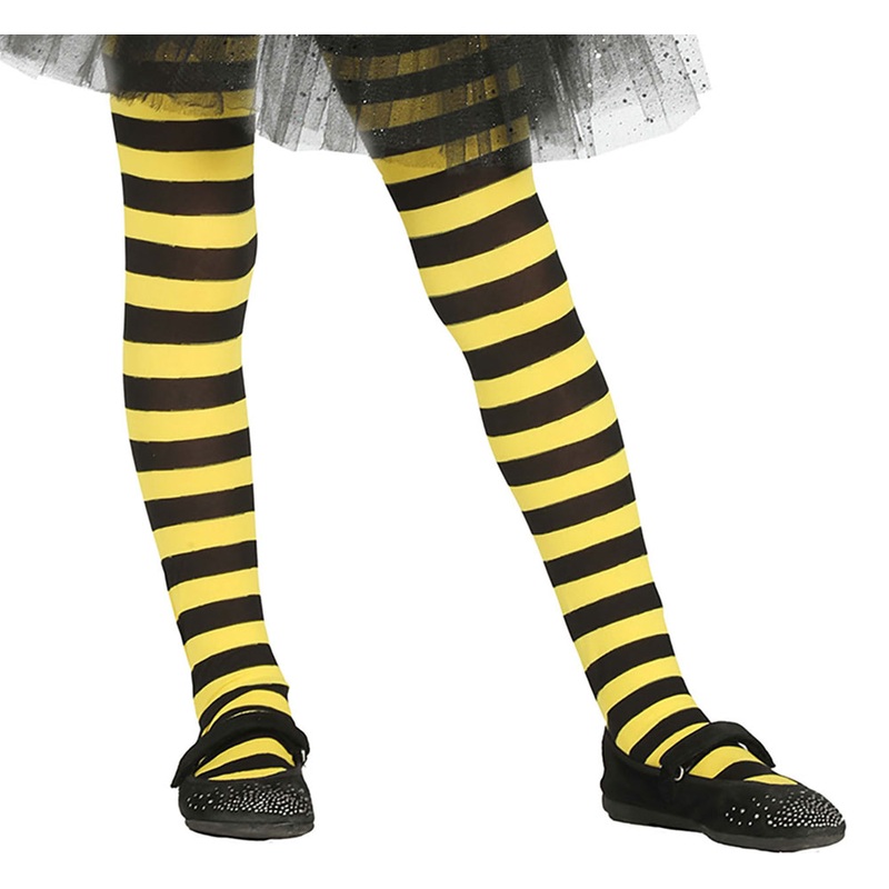 Striped girls tights black and yellow
