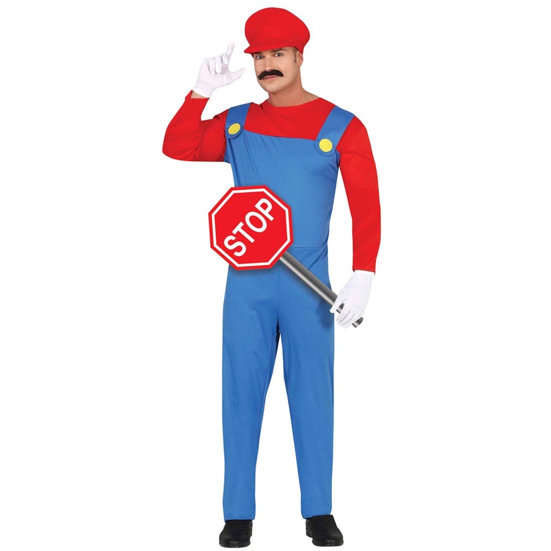 Super plumber men's costume red-blue 48-50