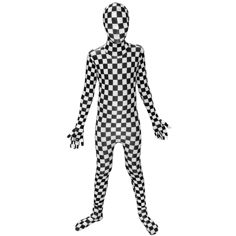 Black and white checked children's morphsuit S