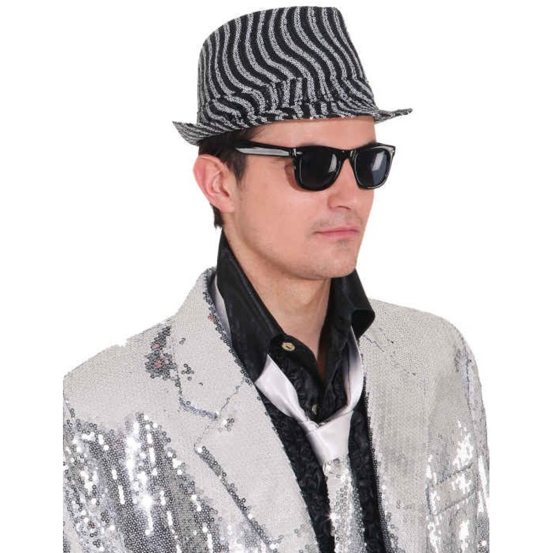 Black and white striped fedora hat