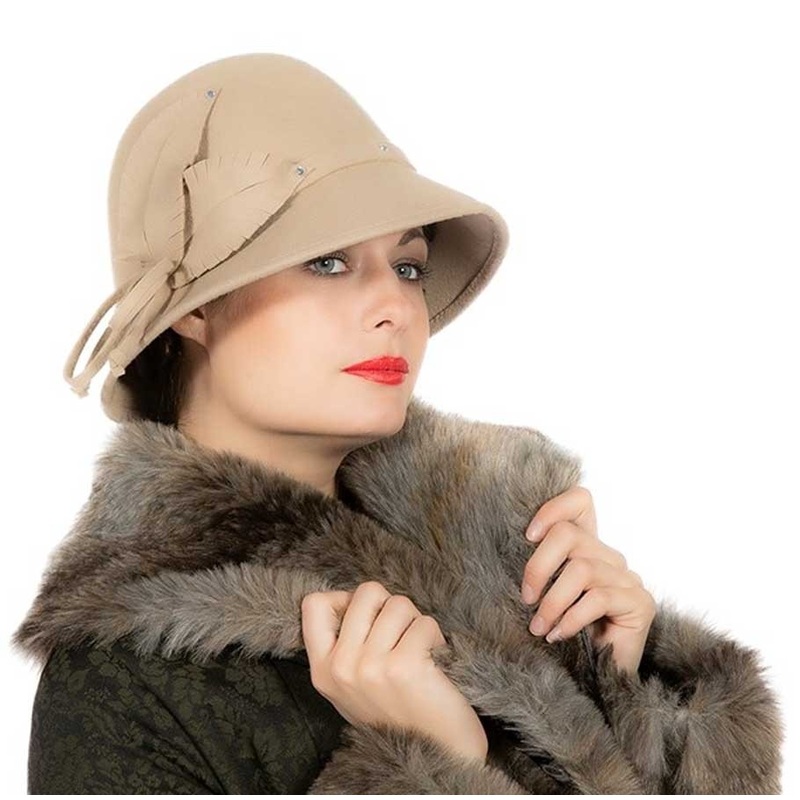 20s felt hat Coco beige