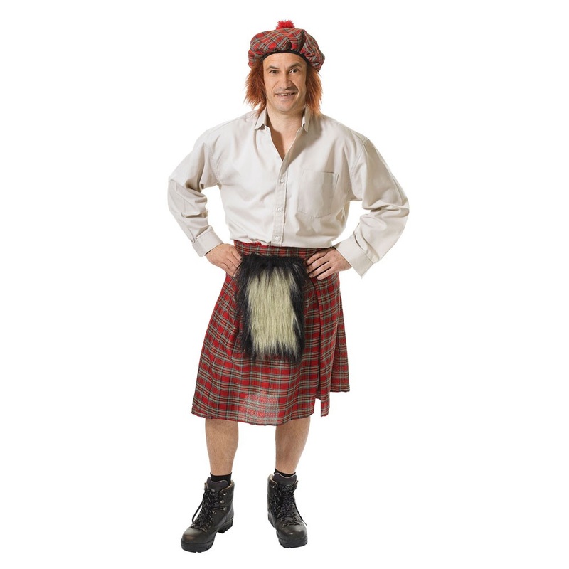 Tartan fur bag with tartan hat for men