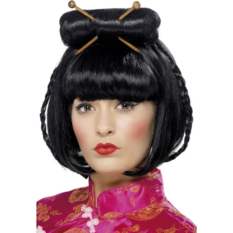 Asian wig with hair sticks