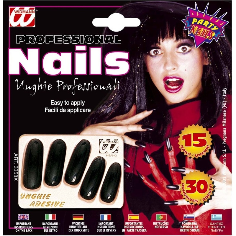 XXL horror fingernails black 15 pieces
