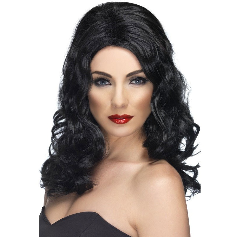 Wavy long hair wig black