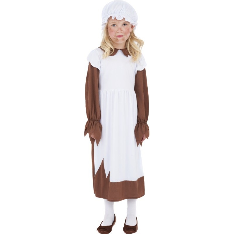 White-brown beggar woman costume for children