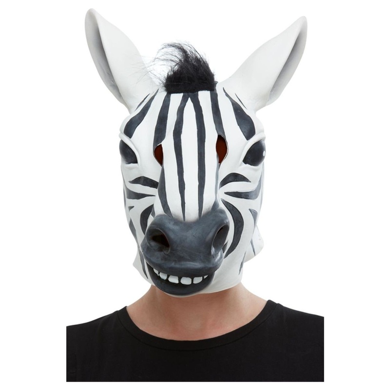 Zebra full head latex mask