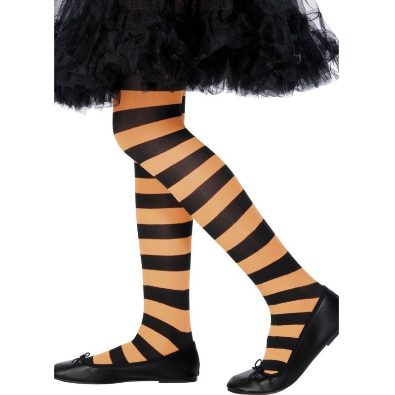 Tights Halloween Orange Black Curled
