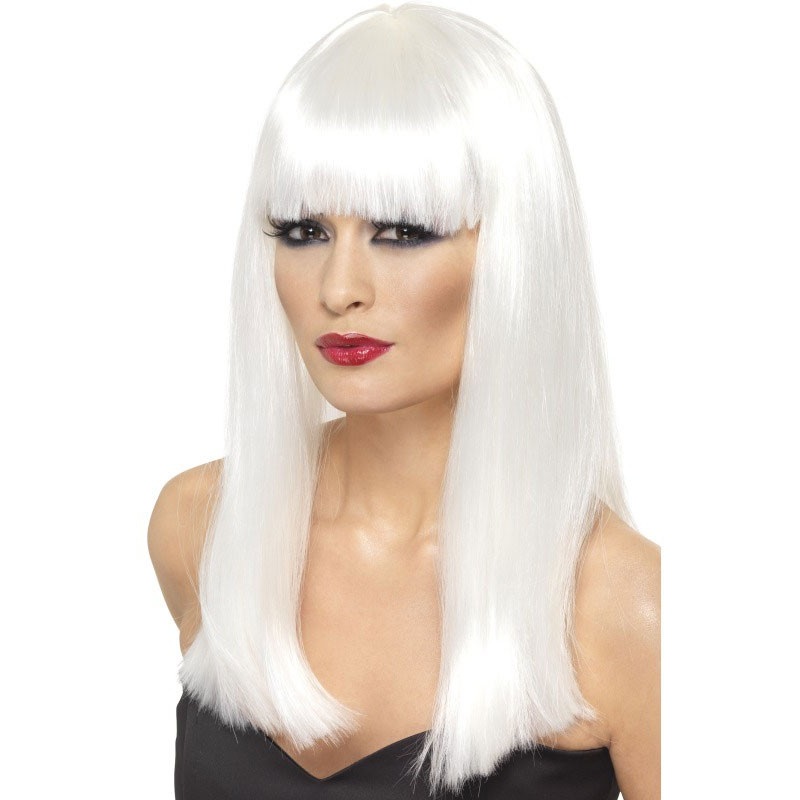 White glamor wig with bangs