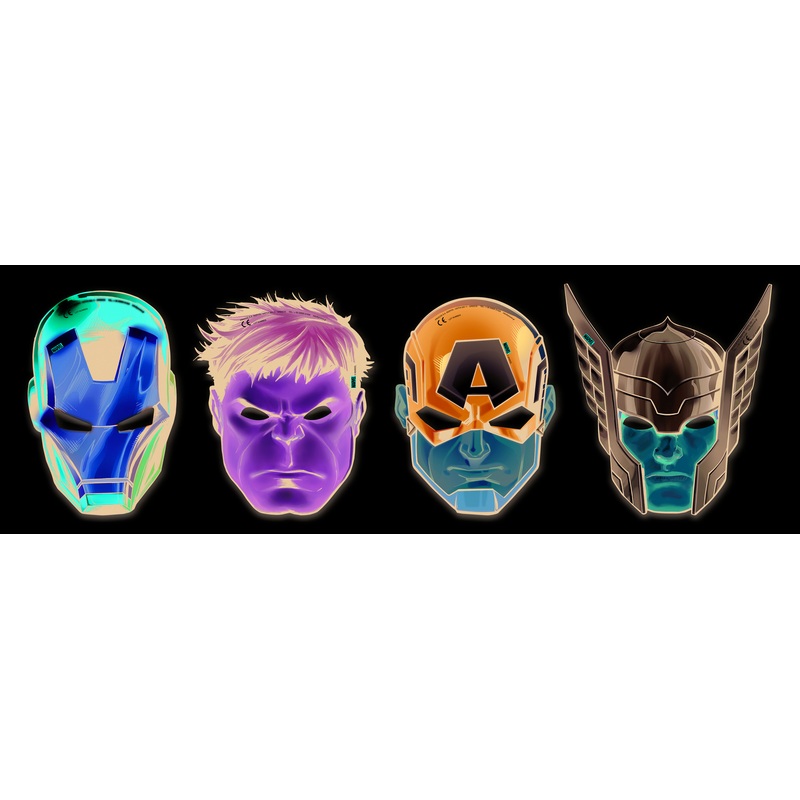 6 Avengers Heroes cardboard masks
